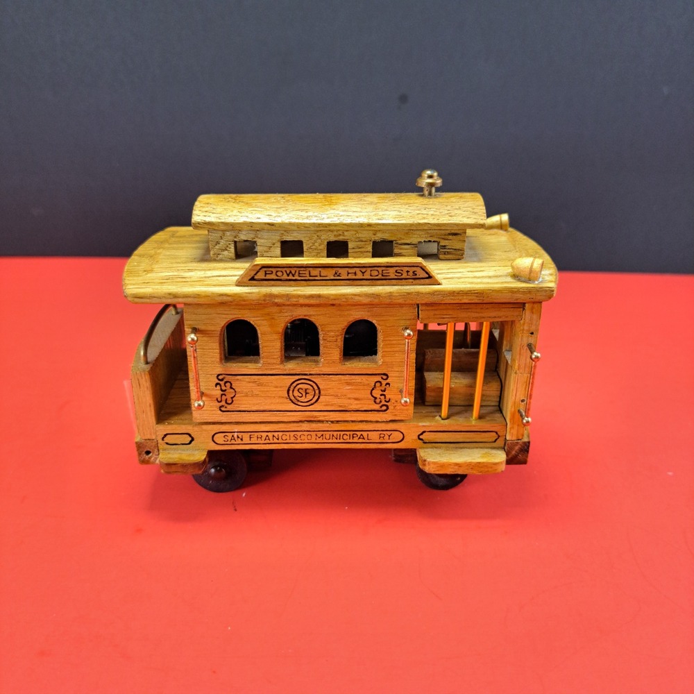 Unbranded San Francisco Cable Car Music Box Unisex OS Brown Good Wood Vintage